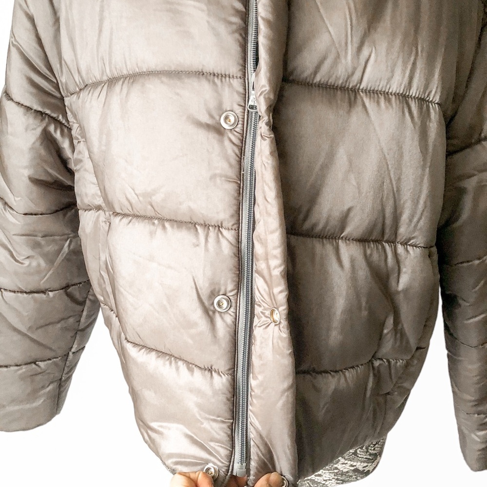 Puffa Oversized Collarless Padded Jacket Luxe Sat… - image 2